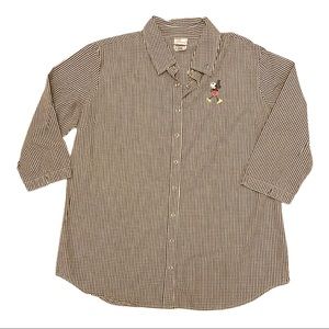 Women’s XL Disney Mickey Mouse Checkered Button Up